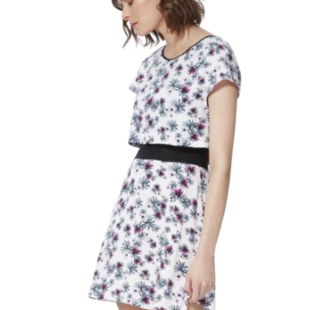 Maje River Optical Illusion Floral Short Sleeve Dress Small